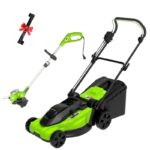 Набор Greenworks 230V Газонокосилка электрическая триммер и сменный нож в подарок!