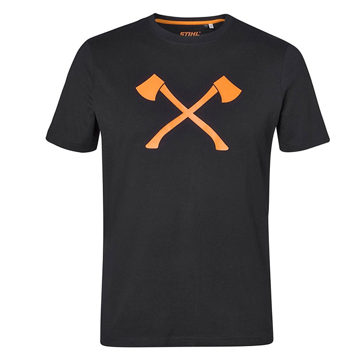 Футболка "AXE" р. M (цв. черный с оранж. принт с топорами) Футболка "AXE" р. M (цв. черный с оранж. принт с топорами)